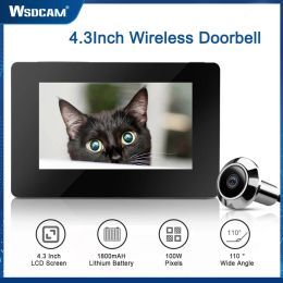 Control Wsdcam 4.3inch Peephole Doorbell Camera Smart Electronic Outdoor Camera Monitor 110° Peephole Viewer Cat Eye Door Bell Security