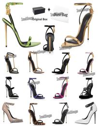 23S Elegant Brand tomfordsheel Sandals Designer Women Toes Shoes Pointy Naked Shoe Hardware Lock and key Woman Metal Sti2711520
