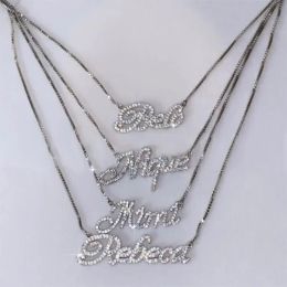 Necklaces UWIN Custom Stainless Steel Name Necklace With Rhinestones Letters Choker Personalised Name Pendant Chain Accessories Jewellery