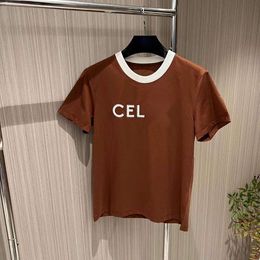 Triumphal Arch T-shirt Designer Celiene Top Quality Luxury Fashion T-Shirt Summer New Goods Letter Embroidered Round Neck Contrast Colour Straight Tube Versatile