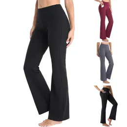 Active Pants Workout Yoga For Women Trackless High-Rise Trousers Wide Leggings With Pockets Absorbent Sweat Tights Pantalones De Mujer