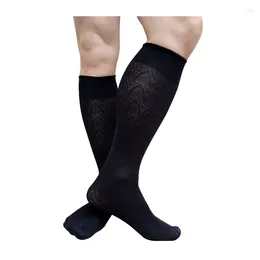 Men's Socks Long Tube High Elastic Mens Black Knee Mesh Formal Dress Suits Sexy Stocking Lingerie Business Hose