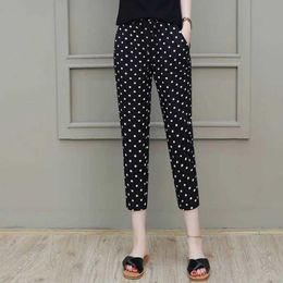 Pantaloni da donna Capris 2023 Summer New Trend Fashion Stripes e Dots Pantaloni da donna Sports Spese Casual Simple Slim Versatile Harlan Capris Y240422