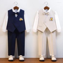 Clothing Sets Baby Kids Wedding Party Dress Children Summer Khaki Pography Suit School Boys Vest Pants Bowtie Birthday Ceremony Costume