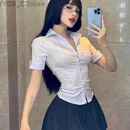 Men's Shirts Sexy Slim Basic White Shirt Tuned Vintage Cute Long sleeved School Shirt Girls Jk Uniform Top yq240422