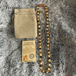 Necklaces Yoowei Adult Amber Necklace 45cm100cm Authenticity Handmade Knot Multi Genuine Baltic Natural Amber Sweater Chain Long Jewelry