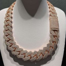 Fashion Jewellery Iced Out 925 Sterling Silver 4 Rows Vvs Moissanite Custom Colour Bling Cuban Chain Necklace