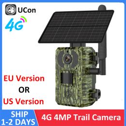 Cameras 4G Sim Card LTE Cellular 4W Solar 7800mAh Battery Outdoor Hunting Trail Motion Activated Night Vision 4MP IP66 Wildlife Camera
