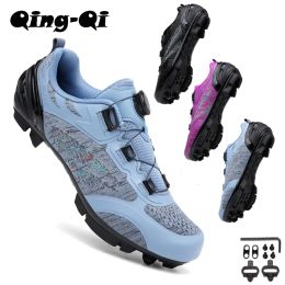 Footwear QQT03 Mens MTB Shoes with SPD Cleat Cycling Shoes Sapatilha Ciclismo MTB Racing Speed Road Bike Sneakers for Men Size3648