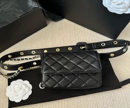 22P Womens Lambskin Classic Mini Flap Fanny Packs Bags Chain Strap Cross Body France Girls Tiny Quilted Purse Luxury Designer Tiny9888459