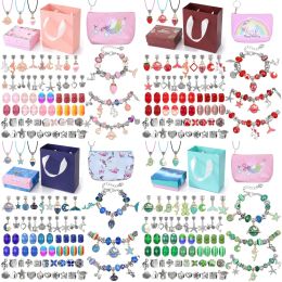 Bracelets Jewellery Making Kit Charm Bracelet Necklace Present Alloy Beads Set DIY Toys for Children Bracelets Birthday Gifts for Girls New