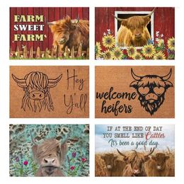 Carpets Floral Welcome Door Mat Highland Cow Decorative Rug Creative Multi Style Non Slip Well Finished For Decorations