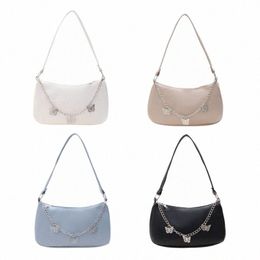women's Shoulder Bag Multi-color Underarm Bag Girls PU Leather Hobo Bag Stylish for Butterfly Chain Handbag for Dating D E2Hi#