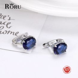 Earrings 925 Sterling Silver Earrings Gemstone Sapphire Clip Earrings Women's Fashion Jewellery Blue White Lab Diamond Wedding Earrings