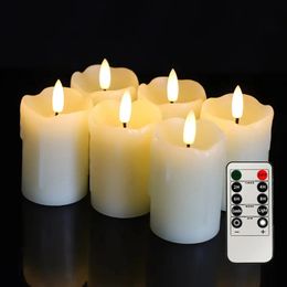 Flickering Real Wax Led Candles Flameless Votive with Remote 3D wick Tea Light Wedding Party Holiday Home Decoration 240417