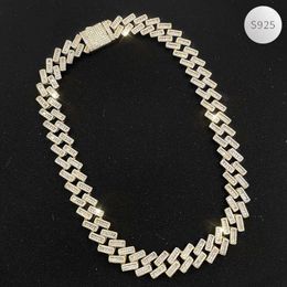 Hip Hop Jewellery Moissanite Vvs 925 Sterling Silver Cuban Link Chain Necklace for Women Men