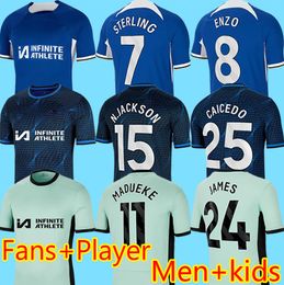 23 24 ENZO CFC NKUNKU Soccer Jerseys player fans CAICEDO JAMES MUDRYK GALLAGHER N. JACKSON CHUKWUEMEKA STERLING STERLING Palmer HOME 2023 2024 Football Shirt Men Kids