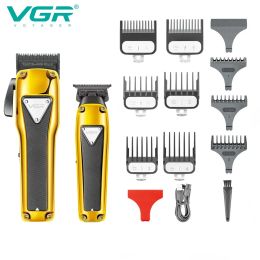 Clippers VGR Hair Clipper Professional Hair Cutting Machine Brushless Motor Hair Trimmer Haircut Metal Barber Clipper for Men V135 V907