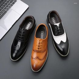 Dress Shoes Vintage British Fashion Casual Men Mixed Colours Formal Leather Business Wedding Brogue Loafers