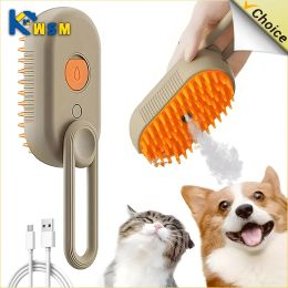 Grooming Steamy Dog Brush Electric Spray Cat Hair Brush 3 in1 Dog Steamer Brush for Massage Pet Grooming Removing Tangled and Loose Hair