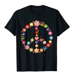 Shirts Peace Sign Love Flower 60s 70s Tie Dye Hippie Costume Gift Basic Top Top Tshirts for Men Comics Tops Shirt Classic Cotton