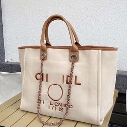 Designer bag cassic beach bag handbag large capacity handbag luxury fashion versatile pearl Inlaid Women summer canvas bag