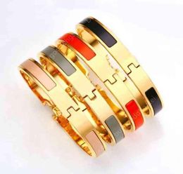 Fashion 8mm Stainless Steel Charm Bracelets Women Luxury Jewellery Designer h Bangles Orange Colour Enamel Gift for Love4F9993535459043674