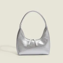 Evening Bags Luxury Women Silver Crescent Underarm Bag Bright Paint Finish Fashionable Niche Design Handbag Mini Totes