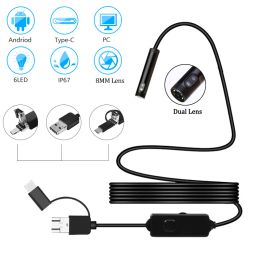 Cameras Phone OTG Camera Dual Camera for Android Phone Snake Endoscope Camera with 1m 2m 5m Cable Adjustable Led Light