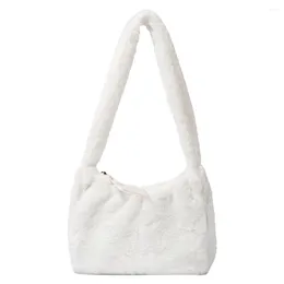 Shoulder Bags Youth Ladies Simple Versatile Bag Women Solid Colour Furry Portable Plush Handbags Tote Underarm Purse
