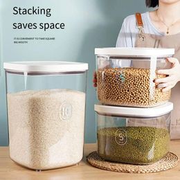 Storage Bottles Kitchen Sealed Rice Bucket Transparent Press Type Insect-Proof Moisture-Proof Large-Capacity Miscellaneous Grain Jar