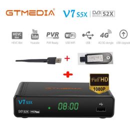 Receivers 50PCS GTMEDIA V7 S5X DVBS2 HD PowerVU satellite receiver DVBS/S2/S2X AVS+ VCM/ACM vs v7 hd v7 s2x freesat v7s hd