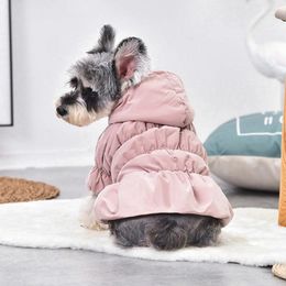 Dog Apparel Pink Winter Pet Clothes Warm Dress Hoodie Floral Bubble Skirt Autumn Wedding Dresses Yorkshires For Chihuahau