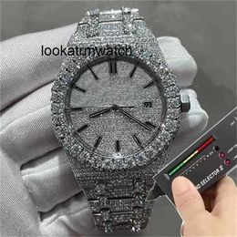 Orologio di lusso Top argento nuovo versione automatica Test vvs diamanti moissanite maschile movimento di qualità in acciaio inossidabile Smah