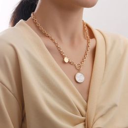 Choker Boho Fashion Vintage Simple Round Sequin Pendant Gold-plate Necklaces For Women Necklace Jewelry Gift