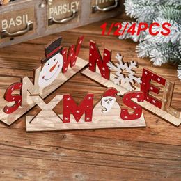 Decorative Figurines 1/2/4PCS Wooden Christmas Ornament Santa Clause Snowman Snowflake Decor Merry Decoration For Home Table Xmas Years