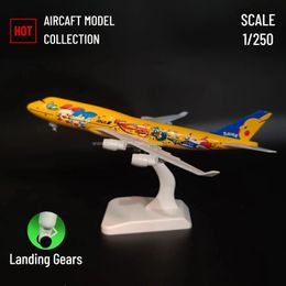 Scale 1 250 Aircraft Model Metal Diecast JAPAN ANA B747 Replica Aeroplane Aviation Home Miniature Art Kid Fidget Boy Toy 240417