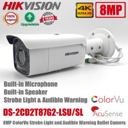 Lens Original Hikvision 4K DS2CD2T87G2LSU/SL 8MP POE ColorVu AcuSense Strobe Light Audio Alarm Two Way Audio Bullet Network Camera