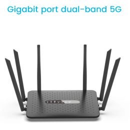 Routers WIFI Router Gigabit Wireless Router 2.4G/5G Dual Band WiFi Router with 6 Antennas WiFi Repeater Signal AmplifierWhite