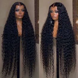 40 Inch Indian HD Deep Curly Lace Front Wig Human Hair Glueless Deep Wave Frontal Wig Wet and Wavy Synthetic Wig for Black Women 63