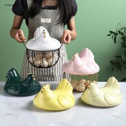 Baskets Iron Ceramic Simple Storage Basket Chicken Shape Porcelain Fruit Egg Holde Container Kitchen Supplies Home Organiser Tableware