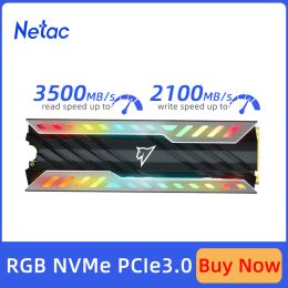 Drives Netac SSD RGB 2TB 1TB 500GB M.2 NVMe Hard Drive 3500MB/s M2 2280 PCIe3.0 Internal Solid State Disc with Heat Sink for Desktop