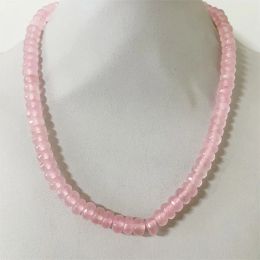 Necklaces 5*8MM Faceted Pink Quartz Necklace Vintage Natural Stone Jewellery Noble Elegant Exquisite Beaded Chain Choker Collier