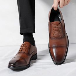 Casual Shoes Brand Male Coiffeur Leather Comfortable Men All-match Stylish Business Footwear Pointed Toe Oxfords Shoe