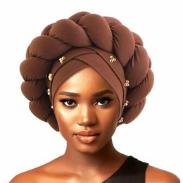 Neueste Autogeles Muslimische Schal Hijabs Chemo -Kappe Turbane Afrikanische Headtie Braidhüte für Frauen