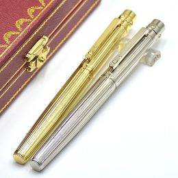 Pens Hot Sale Luxury Santos Series Ct Metal Rollerball Pen Silver & Golden Stripe Office School Stationery Writing Smooth Gel Pens