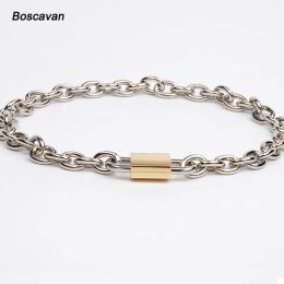 Necklaces Cool Heavy Duty Chain Padlock Choker O Shaped Men Women Unisex Hiphop Chains link Metal Collar Necklace