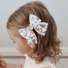 Hair Accessories Ncmama 2Pcs Cute Embroidery Lace Clips For Baby Girls Lovely Flower Pearl Hairpin Princess Headdress Kids