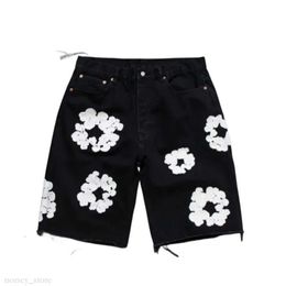 Denim Teers High Qulity Designer Men Women Short Jean For Mens Luxury Straight Holes Tight Flower Printing Shortpants Slim Hip Hop Shorts Demin Tear 995