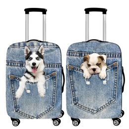 Accessories Pocket Dog Luggage Cover Thick Denim Luggage Protective Cover1832 Inch Trolley Case Suitcase Case Dust Cover Travel Accessories